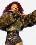 Megan Thee 2025 Coachella Valley Music And Arts Festival Fur Jacket