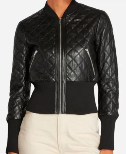 Michelle Keegan Tv Series Fool Me Once 2024 Maya Stern Black Quilted Bomber Jacket