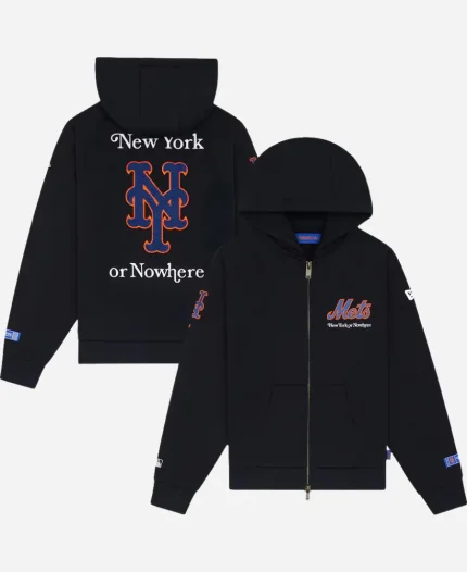 New York Mets Black Full-Zip Hoodie
