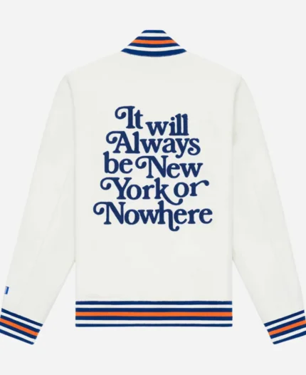 New York Mets New York or Nowhere White Varsity Jacket For Sale