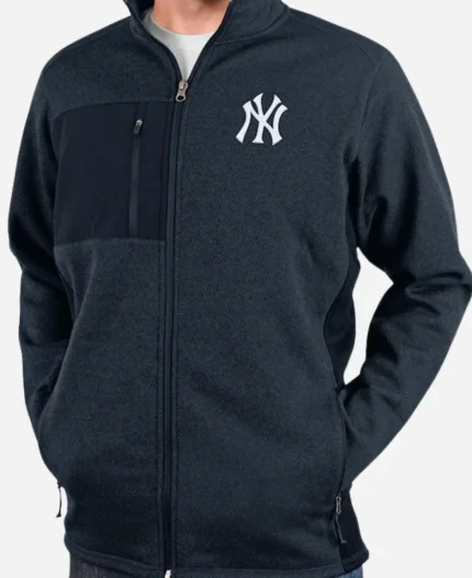 New York Yankees Antigua Heathered Navy Jacket