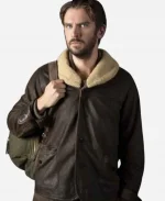 Otto TV-Series Solos 2021 Dan Stevens Brown Shearling Collar Leather Jacket