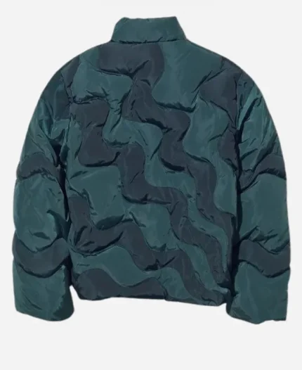 Paloma Wool Hokusai Green And Brown Puffer Jacket For Sale