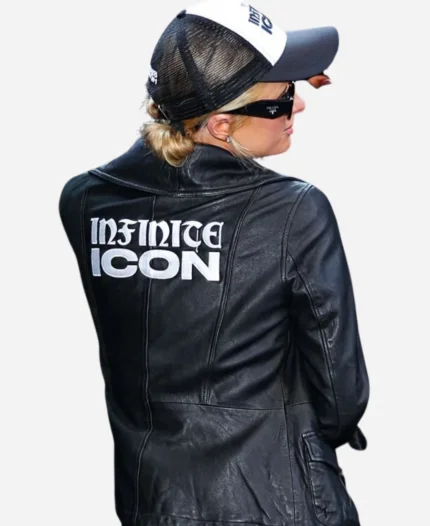 Paris Hilton Infinite Icon 2024 Black Leather Jacket For Women