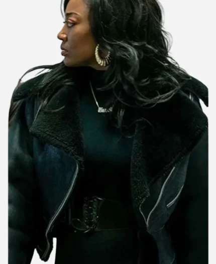 Patina Miller Power Book III Raising Kanan Season 04 2025 Raq Thomas Black Suede Jacket