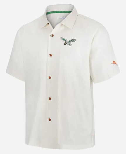 Philadelphia Eagles Tommy Bahama White Coconut Matchup Camp Throwback Button-Up Shirt For Sale