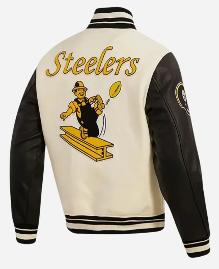 Pittsburgh Steelers Retro Classic Varsity Cream And Black Jacket