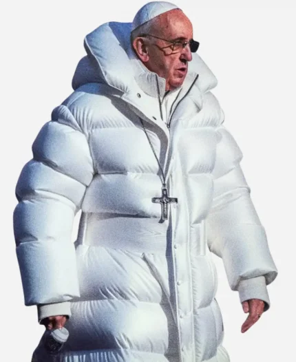 Pope Francis White Puffer Hooded Jacket