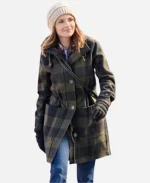 Rachael Leigh Cook Movie Rescuing Christmas 2023 Plaid Long Coat