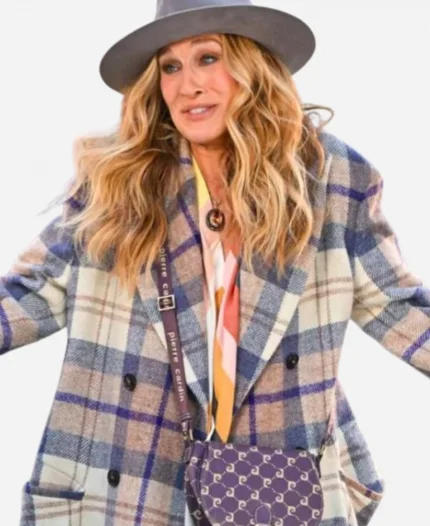 Sarah Jessica And Just Like That Season 02 Carrie Bradshaw Plaid Coat For Sale