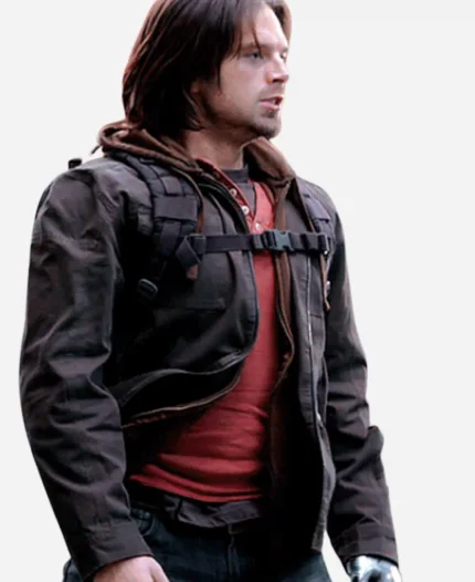 Sebastian Stan Movie Captain America Civil War Bucky Barnes Black Cotton Jacket
