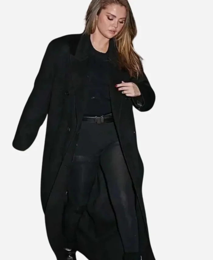Selena Gomez Black Trench Coat