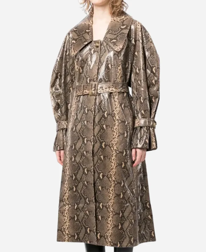 Selena Gomez NYC Snake Print Oversized Coat