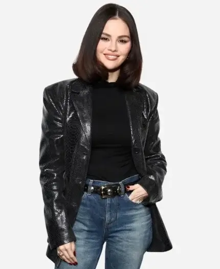 Selena Gomez Snake Print Black Blazer For Sale