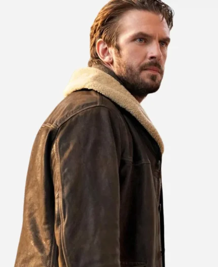 Solos Dan Stevens Shearling Collar Leather Jacket