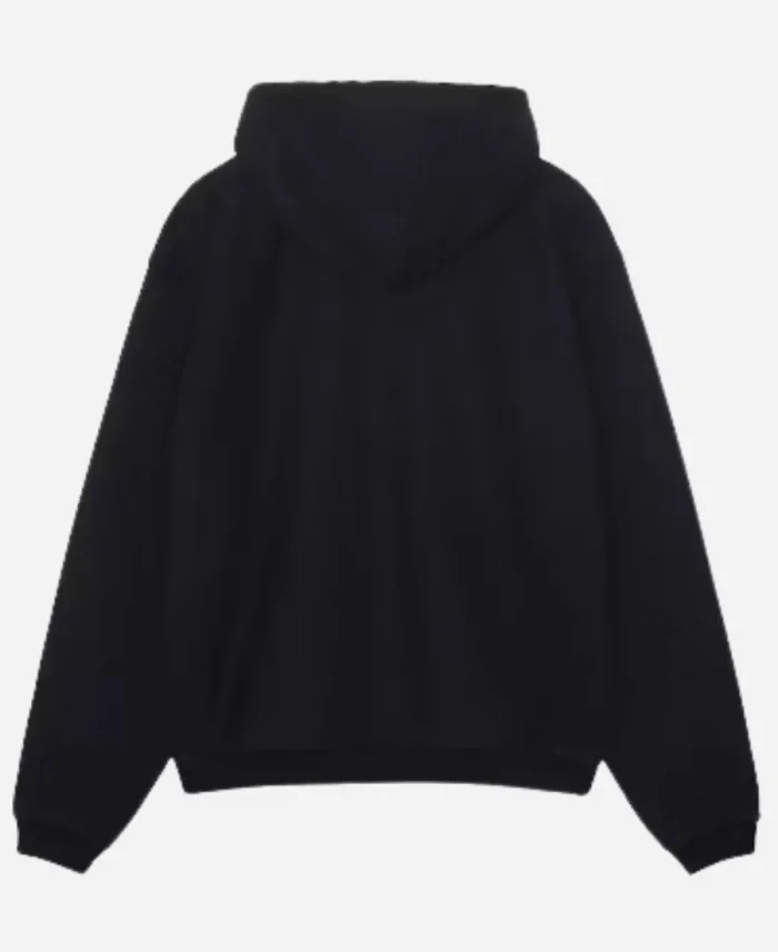 Stussy Sport Zip Pullover Black Hoodie For Sale