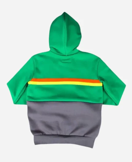 Super Mall Green and Grey Pullover Hoodie
