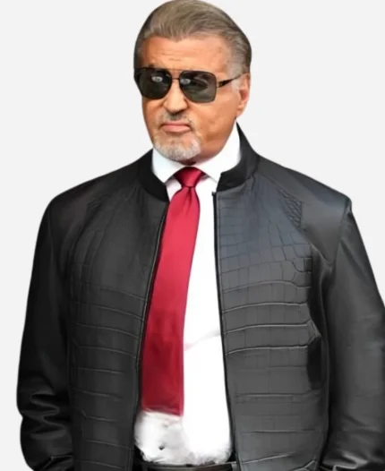Sylvester Stallone Black Leather Jacket