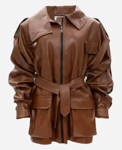 TV-Series Pop The Balloon Live Season 01 Yvonne Orji Brown Biker Leather Jacket