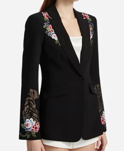 TV-Show The View 2025 Joy Behar Black Floral Embellished Blazer