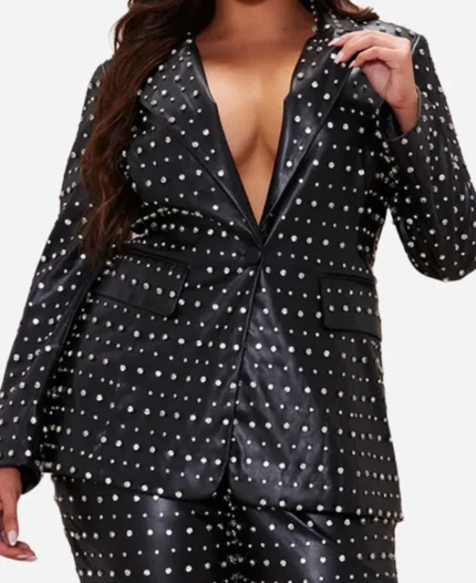 TV-Show The Voice Season 27 Dan Kiernan Studded Black Leather Blazer