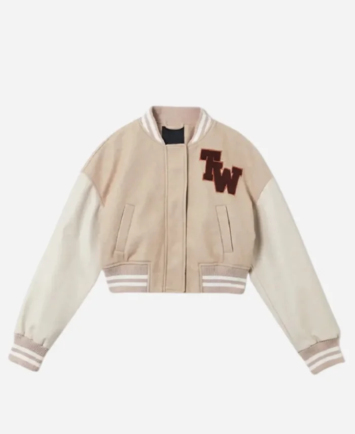 TW Colorblock Beige Varsity Jacket