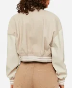 TW Colorblock Beige Varsity Jacket For Women’s