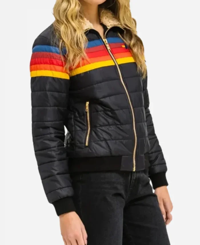 Aviator Nation 4 Stripe Rainbow Navy Jacket