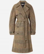 Taylor Swift Double-Breasted Brown Checked Tweed Coat