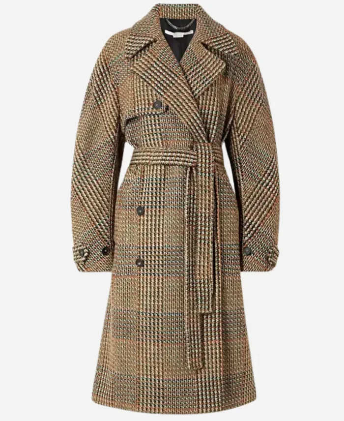 Taylor Swift Double-Breasted Brown Checked Tweed Coat