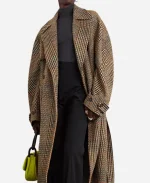 Taylor Swift Double-Breasted Checked Brown Tweed Coat