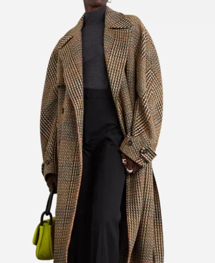 Taylor Swift Double-Breasted Checked Brown Tweed Coat
