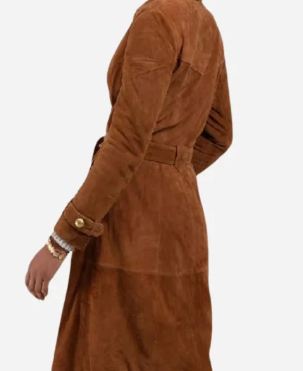 The Kelly Clarkson Show 2025 Kelly Clarkson Suede Leather Tan Long Coat