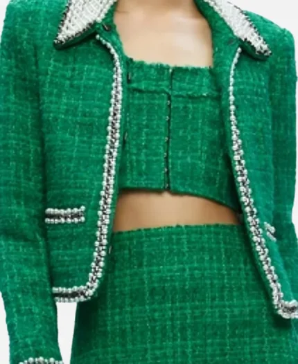 The Sex Lives of College Girls Season 03 Gracie Lawrence Green Embellished Jacket
