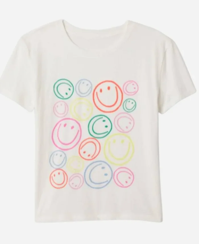 The Thundermans Undercover Kinley Cunningham Multicolor Smiley Print White T-Shirt