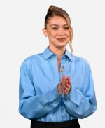 The Tonight Show Starring Jimmy Fallon Season 12 Model Gigi Hadid Blue Shirt