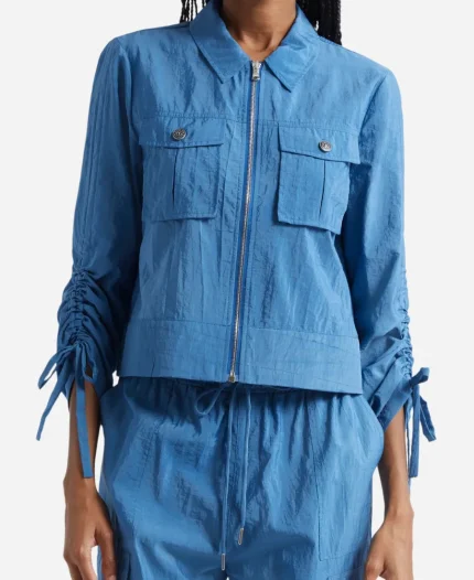 The View Joy Behar Blue Zip Tie Sleeve Jacket For Sale