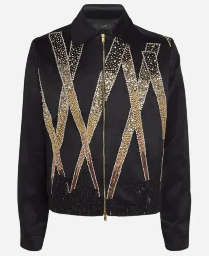 The Voice Season 27 John legend Black Crystal Embellished Blouson jacket