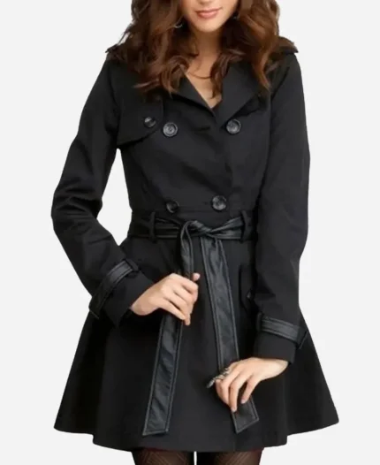 Tiffany Movie Silver Linings Playbook Jennifer Lawrence Black Belted Trench Coat