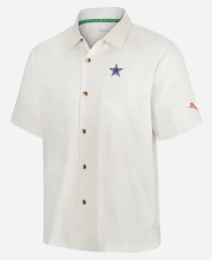 Tommy Bahama White Dallas Cowboys Coconut Matchup Camp Throwback Button-Up Shirt