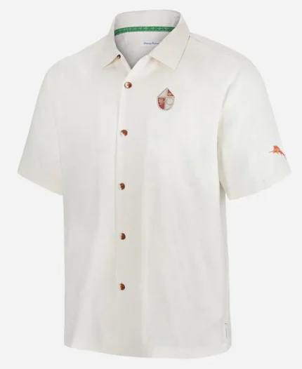  Tommy Bahama White San Francisco 49ers Coconut Matchup Camp Throwback Button-Up Shirt