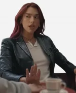 Training Season Dua Lipa Black Leather Blazer Jacket