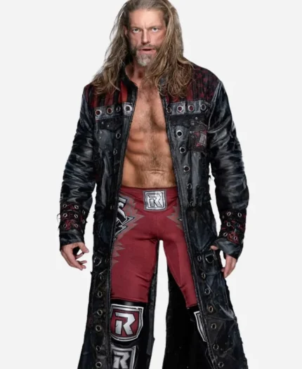 WWE Superstar Edge Royal Rumble Black Leather Trench Coat