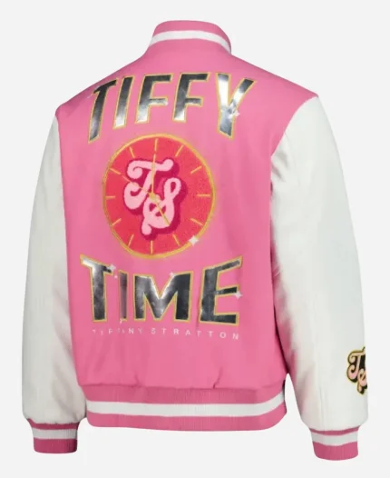 WWE Tiffany Stratton 2025 Tiffy Time Pink Varsity Jacket