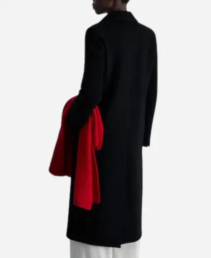 Women's Long Structured Black Wool Coat