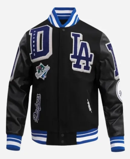 World Series Magic Johnson Los Angeles Dodgers Black Bomber Varsity Jacket
