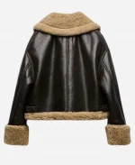 Zara Aviator Shearling Brown Leather Jacket