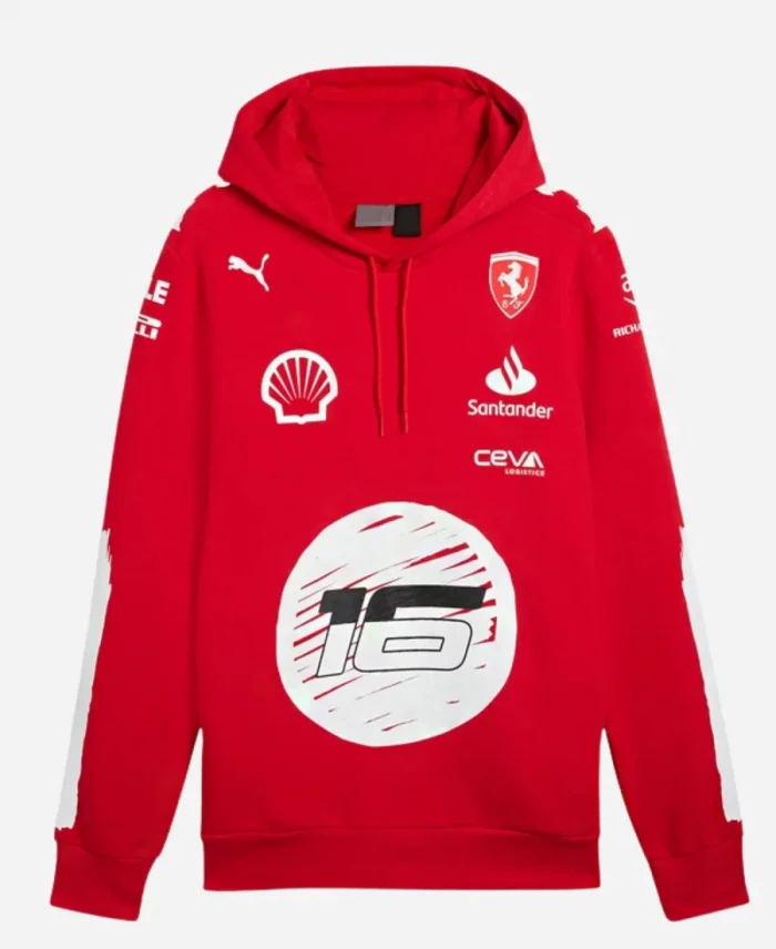 2023 Scuderia Ferrari F1 Las Vegas GP Charles Leclerc Red Hoodie