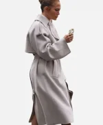 2025 Movie Office Romance Jennifer Lopez Grey Trench Coat
