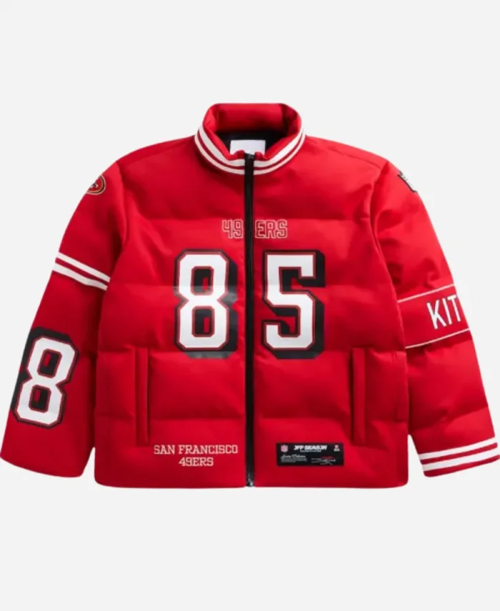 49ers NFL Player George Kittle Scarlet Puffer Jacket
